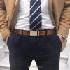 image:imageCHAOREN Mens Belt  Mens Ratchet Belt Leather 1 38 for Dress Pant  Micro Adjustable Belt Fit EverywhereClassic Slash Cognac