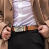 image:imageCHAOREN Ratchet Belts  Leather Belt Men for Jeans Casual Dress 1 38  Micro Adjustable Belt Fit Everywhere