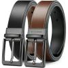 image:imageCHAOREN Reversible Mens Belt 1 Piece  Leather Belt Men for Dress Pants  Single Belt 2 ColorsBlackCognac