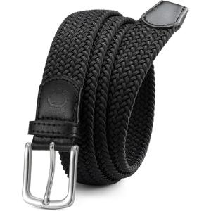image:imageCHAOREN Mens Belt  Braided Stretch Golf Belt for Men 1 38 Gift for Golf Pants Casual Shorts JeansBlack  Silver