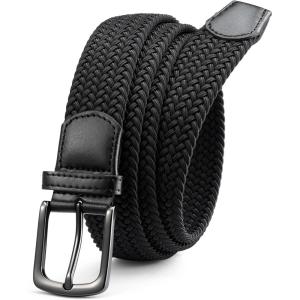 image:imageCHAOREN Mens Belt  Braided Stretch Golf Belt for Men 1 38 Gift for Golf Pants Casual Shorts JeansGun  Black