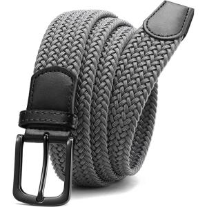 image:imageCHAOREN Mens Belt  Braided Stretch Golf Belt for Men 1 38 Gift for Golf Pants Casual Shorts JeansGun  Grey