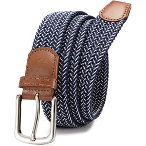 image:imageCHAOREN Mens Belt  Braided Stretch Golf Belt for Men 1 38 Gift for Golf Pants Casual Shorts JeansNavy White