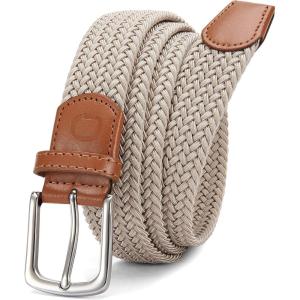 image:imageCHAOREN Mens Belt  Braided Stretch Golf Belt for Men 1 38 Gift for Golf Pants Casual Shorts JeansSilver  Beige