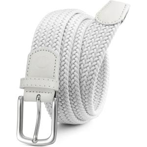 image:imageCHAOREN Mens Belt  Braided Stretch Golf Belt for Men 1 38 Gift for Golf Pants Casual Shorts JeansSilver  White