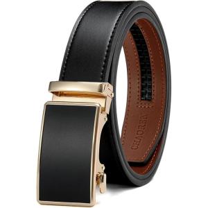 image:imageCHAOREN Mens Belt  Mens Ratchet Belt Leather 1 38 for Dress Pant  Micro Adjustable Belt Fit EverywhereBasic Gold Black