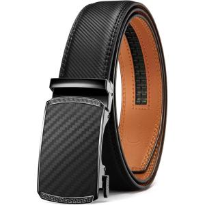 image:imageCHAOREN Mens Belt  Mens Ratchet Belt Leather 1 38 for Dress Pant  Micro Adjustable Belt Fit EverywhereCarbon Fiber  Black Classic