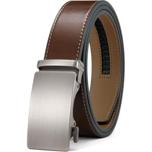 image:imageCHAOREN Mens Belt  Mens Ratchet Belt Leather 1 38 for Dress Pant  Micro Adjustable Belt Fit EverywhereClassic Slash Cognac