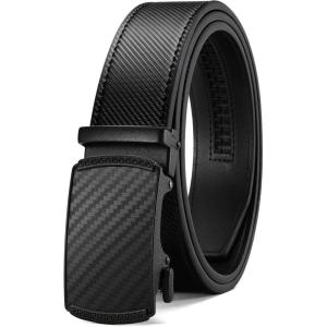 image:imageCHAOREN Mens Belt Leather Ratchet Belt  Customizable Fit Effortless Style 35mmAnodized Carbon Fiber  Black