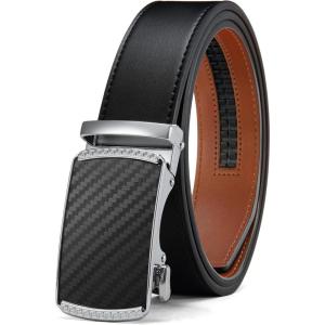 image:imageCHAOREN Mens Belt Leather Ratchet Belt  Customizable Fit Effortless Style 35mmBlack Carbon Fiber