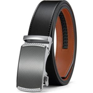 image:imageCHAOREN Mens Belt Leather Ratchet Belt  Customizable Fit Effortless Style 35mmBlack Silver
