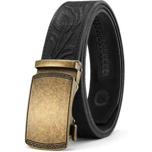 image:imageCHAOREN Mens Belt Leather Ratchet Belt  Customizable Fit Effortless Style 35mmBronze Gold  Full Grain Flower Black