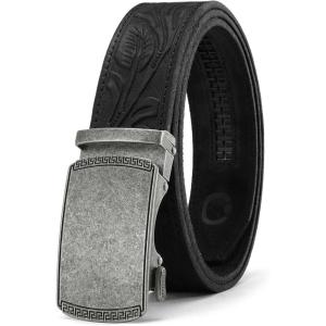 image:imageCHAOREN Mens Belt Leather Ratchet Belt  Customizable Fit Effortless Style 35mmBronze Silver  Full Grain Flower Black