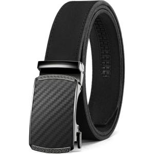 image:imageCHAOREN Mens Belt Leather Ratchet Belt  Customizable Fit Effortless Style 35mmCarbon Fiber  Full Grain Black