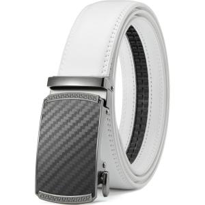 image:imageCHAOREN Mens Belt Leather Ratchet Belt  Customizable Fit Effortless Style 35mmCarbon Fiber  Golf White