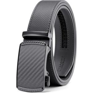 image:imageCHAOREN Mens Belt Leather Ratchet Belt  Customizable Fit Effortless Style 35mmCarbon Fiber  Grey