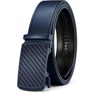 image:imageCHAOREN Mens Belt Leather Ratchet Belt  Customizable Fit Effortless Style 35mmCarbon Fiber  Navy