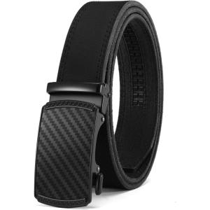 image:imageCHAOREN Mens Belt Leather Ratchet Belt  Customizable Fit Effortless Style 35mmCarbon Fiber Anodized  Full Grain Black