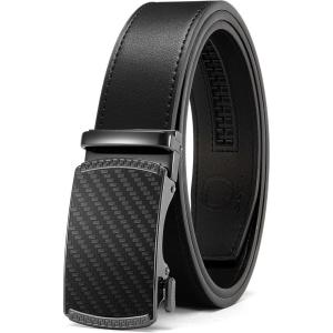 image:imageCHAOREN Mens Belt Leather Ratchet Belt  Customizable Fit Effortless Style 35mmCarbon Fiber Gun  Black