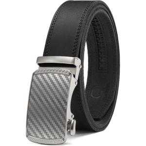 image:imageCHAOREN Mens Belt Leather Ratchet Belt  Customizable Fit Effortless Style 35mmCarbon Fiber Silver  Full Grain Black