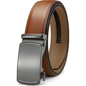 image:imageCHAOREN Mens Belt Leather Ratchet Belt  Customizable Fit Effortless Style 35mmCharcoal Depiction  Brown Tan