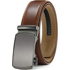 image:imageCHAOREN Mens Belt Leather Ratchet Belt  Customizable Fit Effortless Style 35mmCharcoal Depiction  Cognac