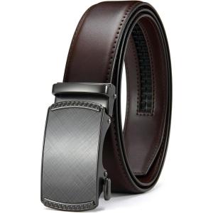 image:imageCHAOREN Mens Belt Leather Ratchet Belt  Customizable Fit Effortless Style 35mmCharcoal Depiction  Dark Brown