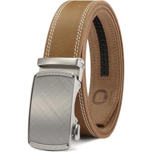 image:imageCHAOREN Mens Belt Leather Ratchet Belt  Customizable Fit Effortless Style 35mmCharcoal Depiction  Full Grain Brown