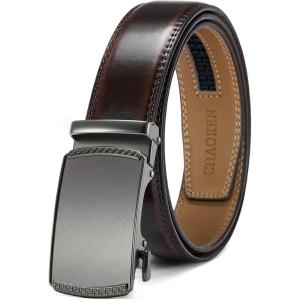 image:imageCHAOREN Mens Belt Leather Ratchet Belt  Customizable Fit Effortless Style 35mmCharcoal Depiction  Mahogany