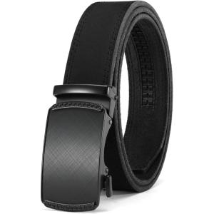 image:imageCHAOREN Mens Belt Leather Ratchet Belt  Customizable Fit Effortless Style 35mmCharcoal Depiction Anodized  Full Grain Black