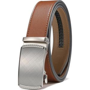 image:imageCHAOREN Mens Belt Leather Ratchet Belt  Customizable Fit Effortless Style 35mmCharcoal Depiction Silver  Tan
