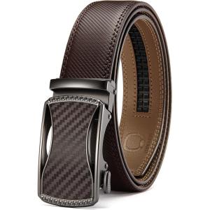 image:imageCHAOREN Mens Belt Leather Ratchet Belt  Customizable Fit Effortless Style 35mmCurved Carbon Fiber  Brown