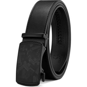 image:imageCHAOREN Mens Belt Leather Ratchet Belt  Customizable Fit Effortless Style 35mmForged Texture  Black