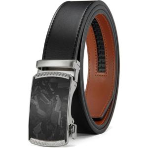 image:imageCHAOREN Mens Belt Leather Ratchet Belt  Customizable Fit Effortless Style 35mmForged Texture Silver  Black