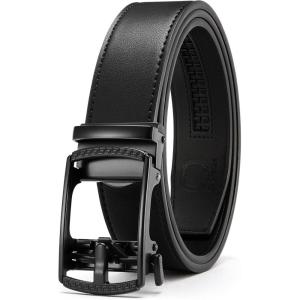 image:imageCHAOREN Mens Belt Leather Ratchet Belt  Customizable Fit Effortless Style 35mmHollow  All Black