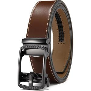 image:imageCHAOREN Mens Belt Leather Ratchet Belt  Customizable Fit Effortless Style 35mmHollow Gun  Brown