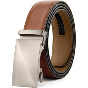 image:imageCHAOREN Mens Belt Leather Ratchet Belt  Customizable Fit Effortless Style 35mmTwill Brushed  Brown Tan