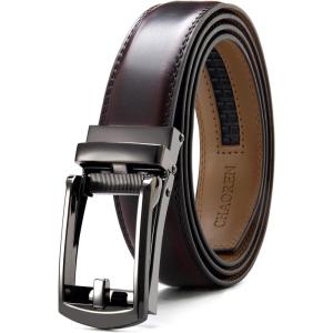 image:imageCHAOREN Mens Dress Belt  Ratchet Belt Leather 1 14 Comfort Click  Perfect Companion to Mens Dress ShoesBurgundy