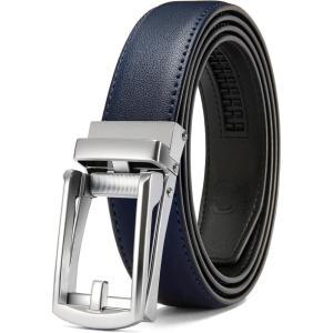 image:imageCHAOREN Mens Dress Belt  Ratchet Belt Leather 1 14 Comfort Click  Perfect Companion to Mens Dress ShoesSilver  Navy Blue