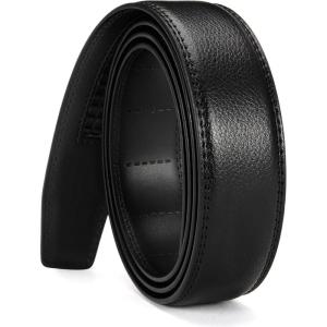 image:imageCHAOREN Ratchet Belt Replacement Strap 1 38 Leather Belt Strap for 40MM Slide Click BuckleLitchi Black