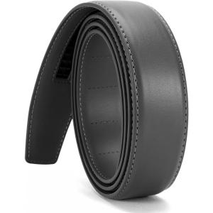image:imageCHAOREN Ratchet Belt Replacement Strap 1 38 Leather Belt Strap for 40MM Slide Click BuckleSmooth Grey