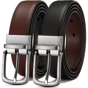 image:imageCHAOREN Reversible Mens Belt 1 Piece  Leather Belt Men for Dress Pants  Single Belt 2 ColorsBlackBrown