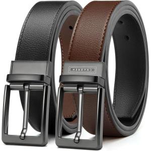 image:imageCHAOREN Reversible Mens Belt 1 Piece  Leather Belt Men for Dress Pants  Single Belt 2 ColorsBlackDark Brown