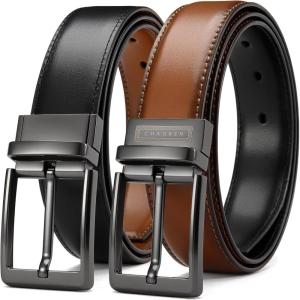 image:imageCHAOREN Reversible Mens Belt 1 Piece  Leather Belt Men for Dress Pants  Single Belt 2 ColorsBlackTan
