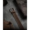 image:imageCHAOREN Full Grain Leather Belt for Men Work Belts for Men Heavy Duty Daily Wear for Jeans PantsVersatile Brown Stitched