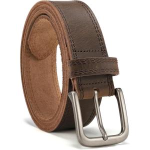 image:imageCHAOREN Full Grain Leather Belt for Men Work Belts for Men Heavy Duty Daily Wear for Jeans PantsDark Brown Stitched