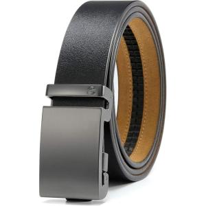 image:imageCHAOREN Italian Ratchet Belt Genuine Leather for Jeans Comfort Casual Belt  No Magnet or Spring Adjustable Trim to Fit