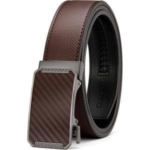 image:imageCHAOREN Leather Ratchet Belt for men 1 38 for Dress Pants  Micro Adjustable Belt Fit EverywhereDark Brown2