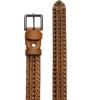 image:imageCHAOREN Leather Braided Belts for Men  1 18 Mens Casual Woven Leather Belt for Dress PantCognac