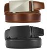 image:imageCHAOREN Leather Ratchet Belt Men 2 Pack  Customizable Fit Effortless Style 35mmBasic BlackBrushed Cognac